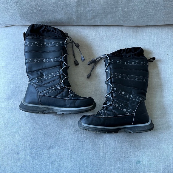 Lands End Snowflake Insulated Winter Boots, Size 3, Black - Picture 5 of 8
